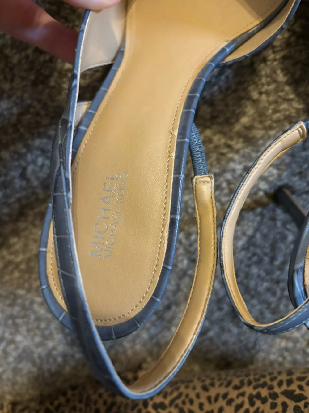 Michael Kors Blue Croc-Embossed Slingback Stiletto - Picture 3 of 4